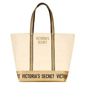 Victoria's Secret Gold and Cream Tote Bag